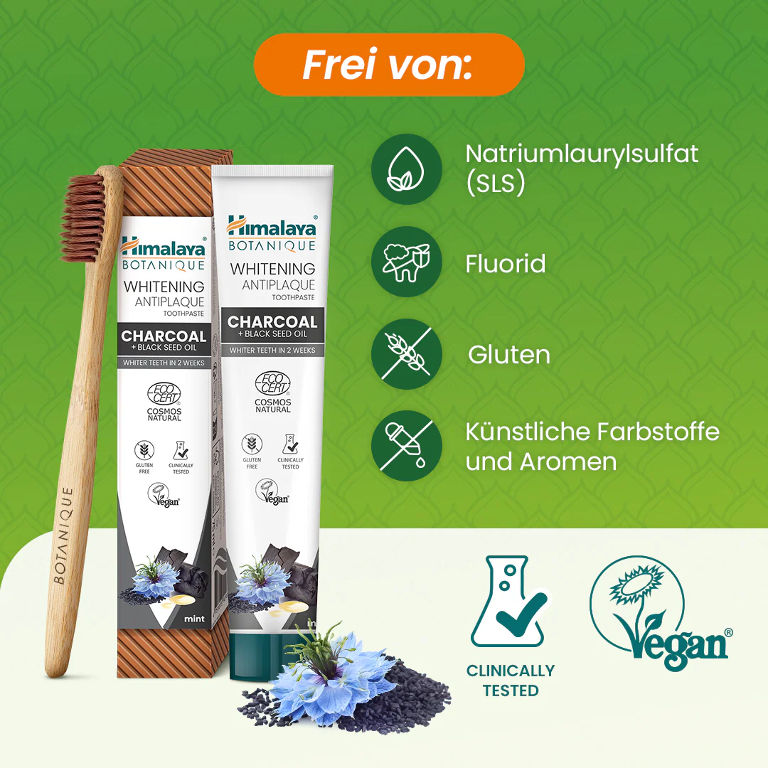 Himalaya Botanique Whitening Antiplaque Zahnpasta Holzkohle + Schwarzkümmelöl 75 ml - Image 3