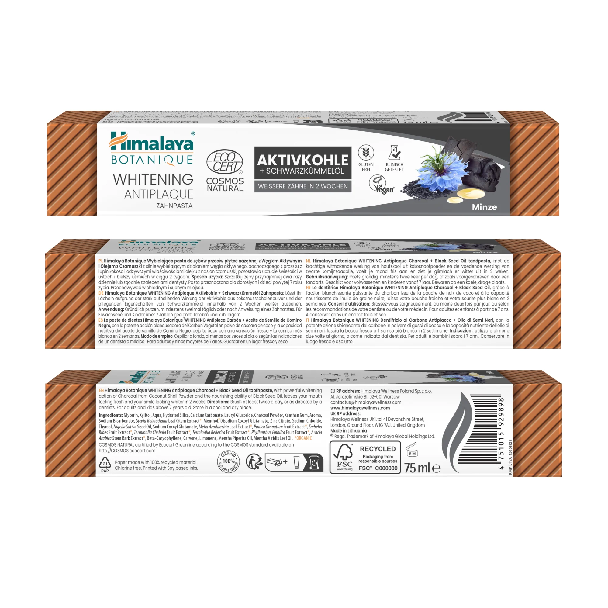 Himalaya Botanique Whitening Antiplaque Zahnpasta Holzkohle + Schwarzkümmelöl 75 ml - Image 7