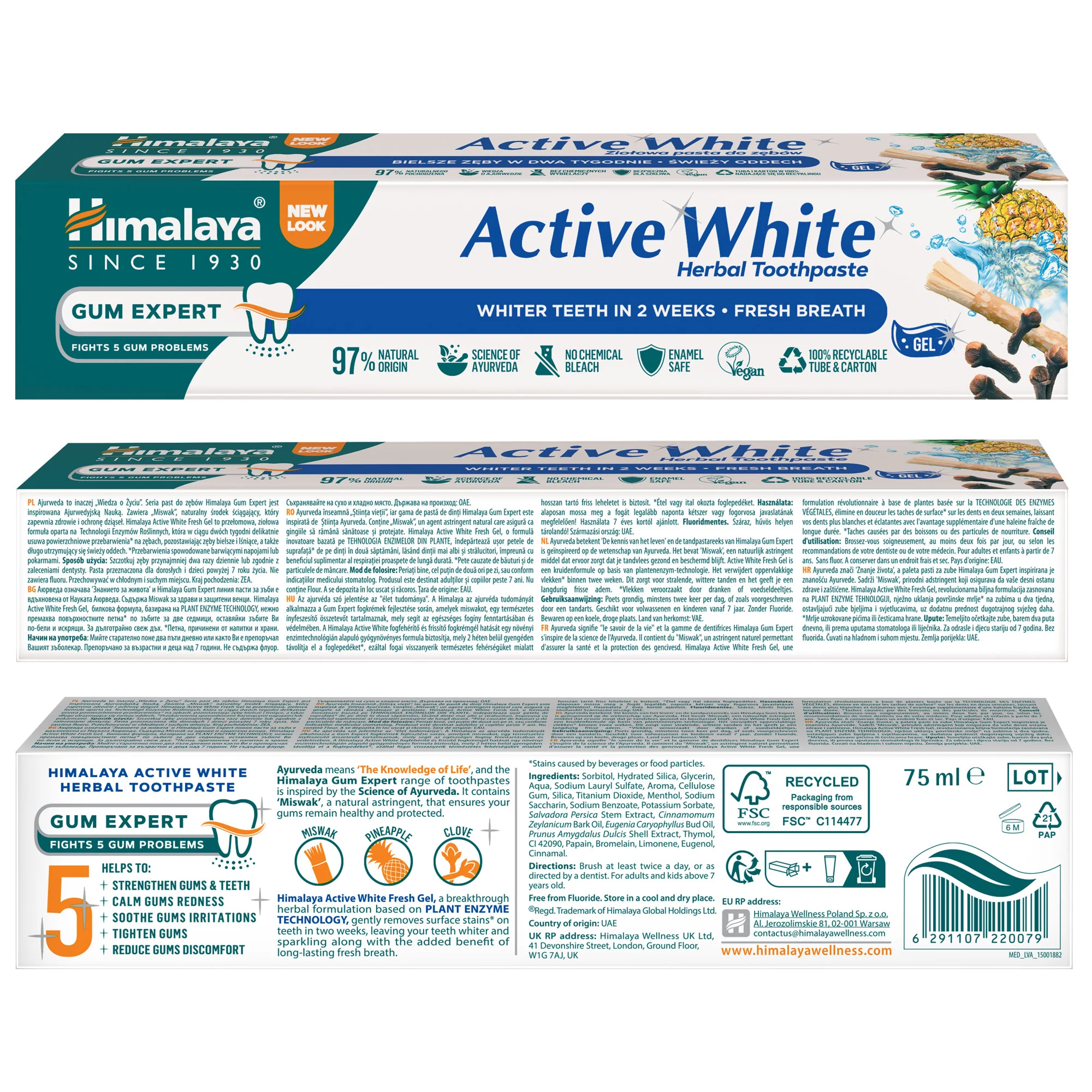 Himalaya Gum Expert - Active White Fresh Gel Zahnpasta - 75 ml - Image 4