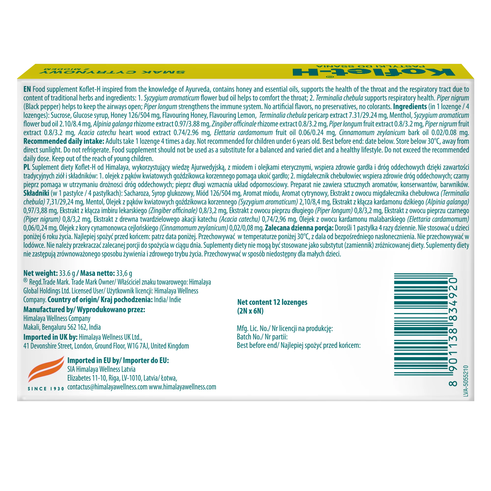 Himalaya Koflet-H Zitrone - Lozenges 2x6s - Image 7